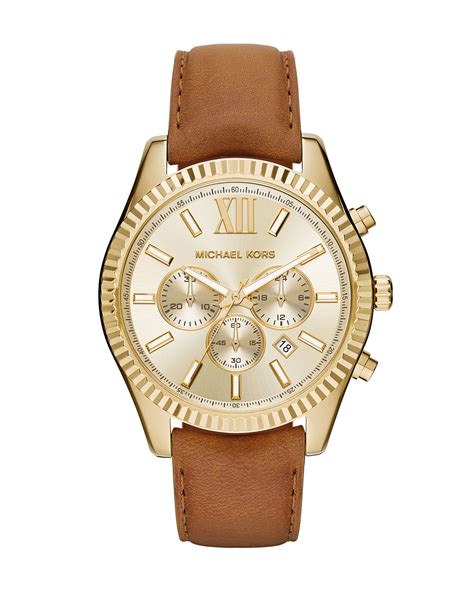 michael kors leather watch ladies|Michael Kors Watch leather strap.